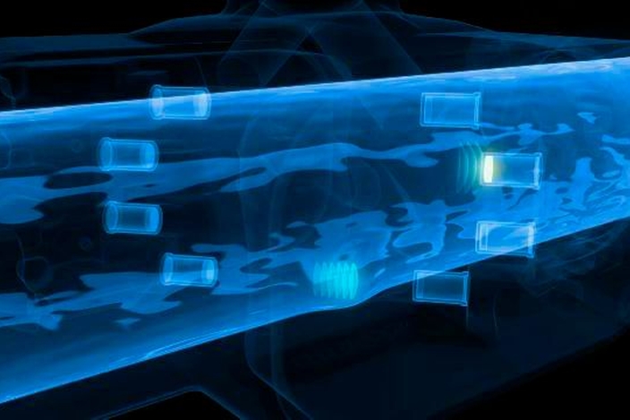 Animation explaining the ultrasonic flow measuring principle